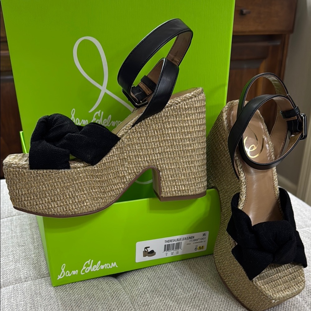 Sam Edelman Black Wedge Sandals